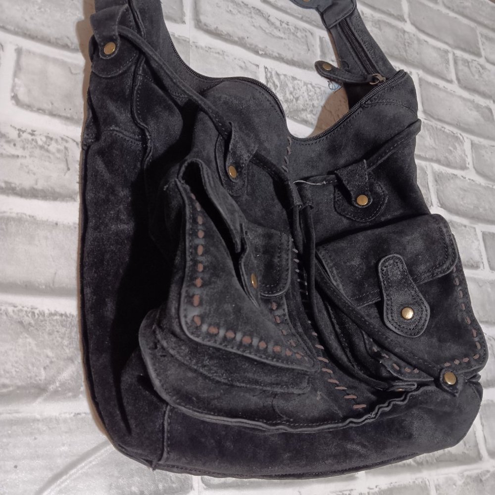 a.n.a. A NEW APROACH Genuine Suede Leather Hand/Shoulder  Bag Purse Large Pocket - Picture 3 of 11